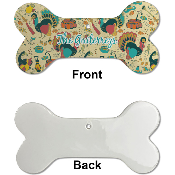 Old Fashioned Thanksgiving Ceramic Flat Ornament - Bone Front & Back Single Print (APPROVAL)