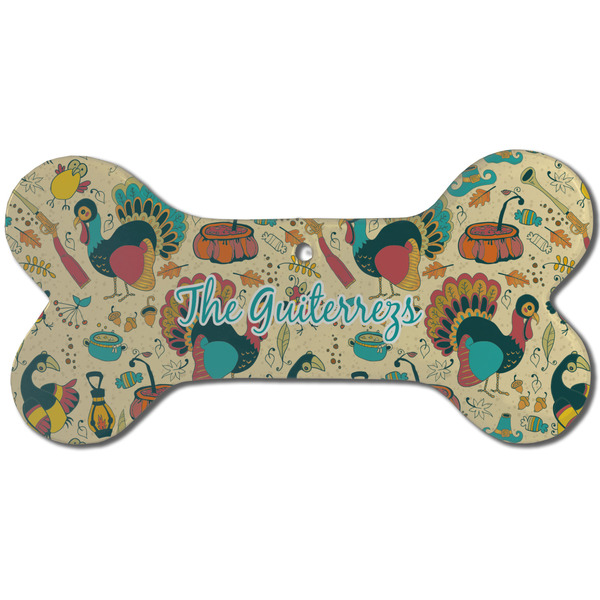 Old Fashioned Thanksgiving Ceramic Flat Ornament - Bone Front