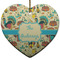 Old Fashioned Thanksgiving Ceramic Flat Ornament - Heart (Front)