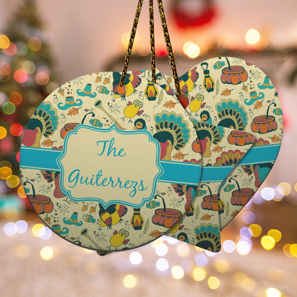 Custom Old Fashioned Thanksgiving Ceramic Ornament w/ Name or Text