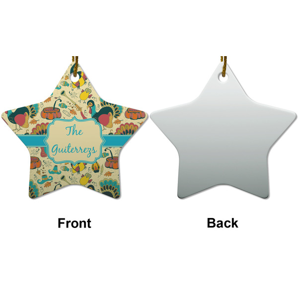 Old Fashioned Thanksgiving Ceramic Flat Ornament - Star Front & Back (APPROVAL)