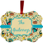 Old Fashioned Thanksgiving Metal Frame Ornament - Double Sided w/ Name or Text