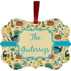 Old Fashioned Thanksgiving Metal Frame Ornament - Double Sided w/ Name or Text