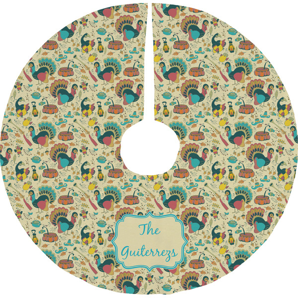 Custom Old Fashioned Thanksgiving Tree Skirt (Personalized)