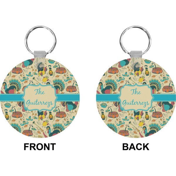 Old Fashioned Thanksgiving Circle Keychain (Front + Back)