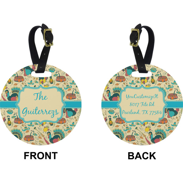 Old Fashioned Thanksgiving Circle Luggage Tag (Front + Back)