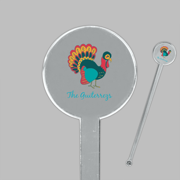 Old Fashioned Thanksgiving Clear Plastic 7" Stir Stick - Round - Closeup