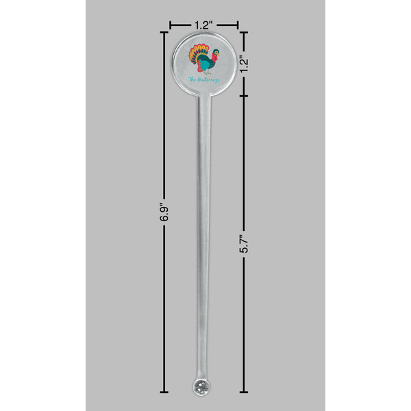 Old Fashioned Thanksgiving Clear Plastic 7" Stir Stick - Round - Dimensions