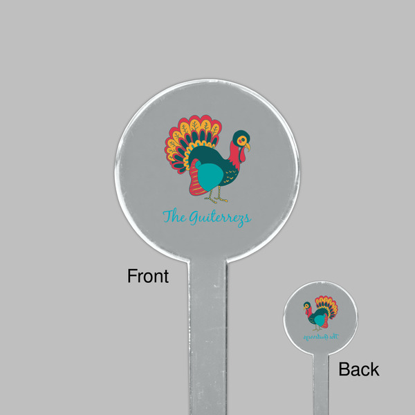 Old Fashioned Thanksgiving Clear Plastic 7" Stir Stick - Round - Front & Back