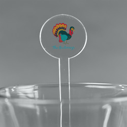 Old Fashioned Thanksgiving 7" Round Plastic Stir Sticks - Clear (Personalized)