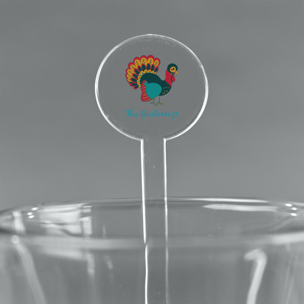 Custom Old Fashioned Thanksgiving 5.5" Round Plastic Stir Sticks - Clear (Personalized)