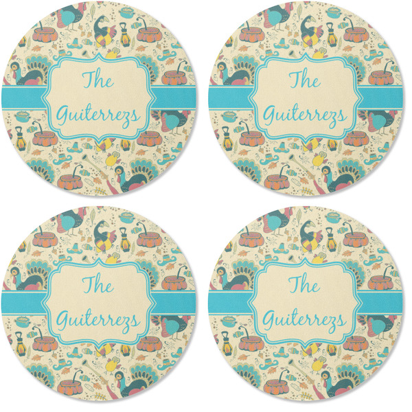 Old Fashioned Thanksgiving Coaster Round Rubber Back - Apvl