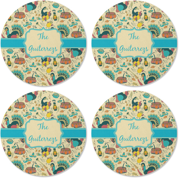 Old Fashioned Thanksgiving Coaster Round Rubber Back - Apvl