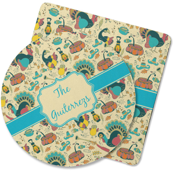 Custom Old Fashioned Thanksgiving Rubber Backed Coaster (Personalized)
