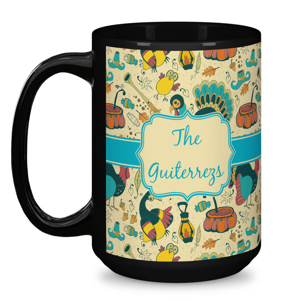 Old Fashioned Thanksgiving Coffee Mug - 15 oz - Black