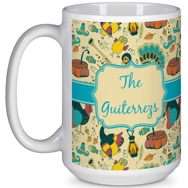 Custom Old Fashioned Thanksgiving 15 Oz Coffee Mug - White (Personalized)