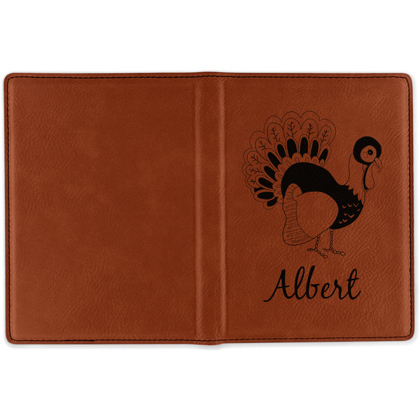 Old Fashioned Thanksgiving Cognac Leather Passport Holder Outside Single Sided - Apvl