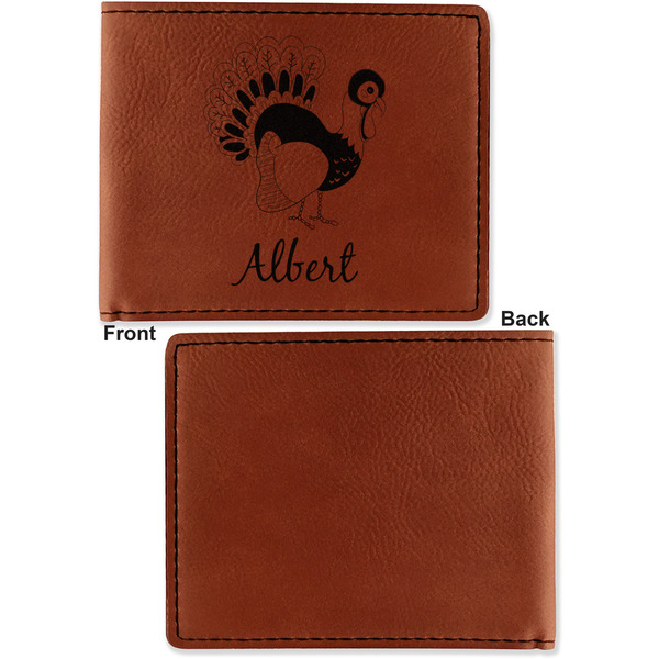 Old Fashioned Thanksgiving Cognac Leatherette Bifold Wallets - Front and Back Single Sided - Apvl