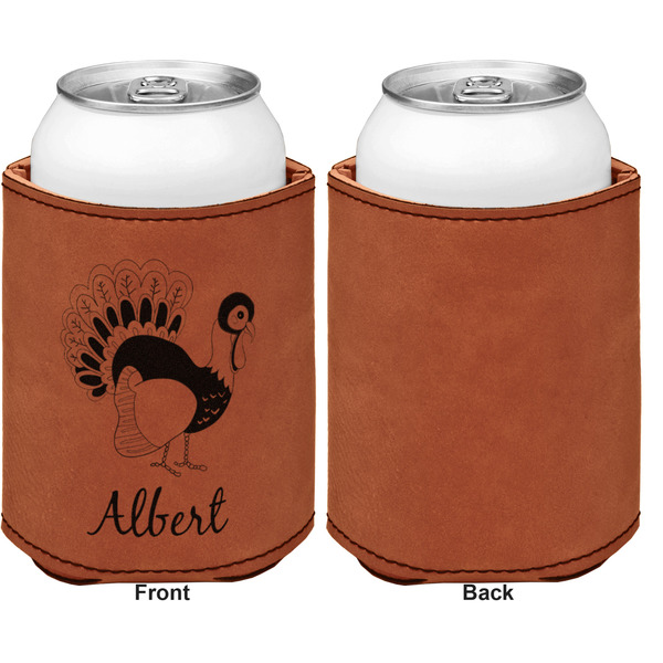 Old Fashioned Thanksgiving Cognac Leatherette Can Sleeve - Single Sided Front and Back