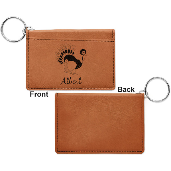 Old Fashioned Thanksgiving Cognac Leatherette Keychain ID Holders - Front Apvl