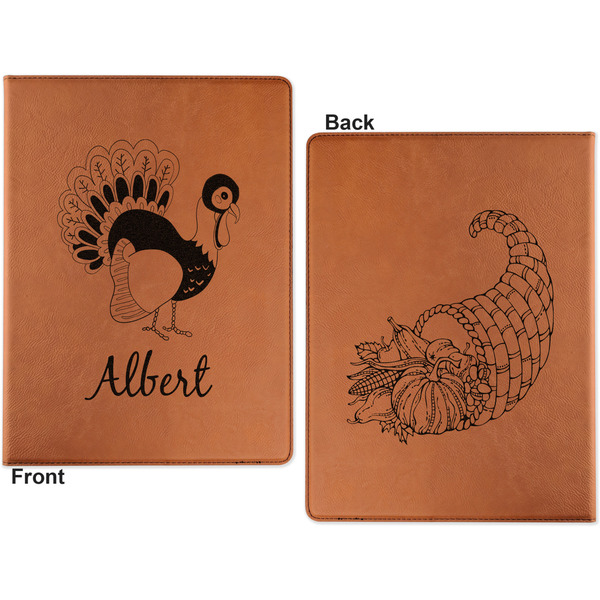 Old Fashioned Thanksgiving Cognac Leatherette Portfolios with Notepad - Large - Double Sided - Apvl