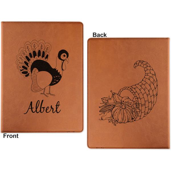 Old Fashioned Thanksgiving Cognac Leatherette Portfolios with Notepad - Small - Double Sided- Apvl