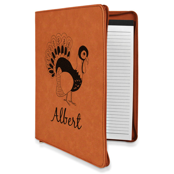 Custom Old Fashioned Thanksgiving Leatherette Zipper Portfolio with Notepad (Personalized)