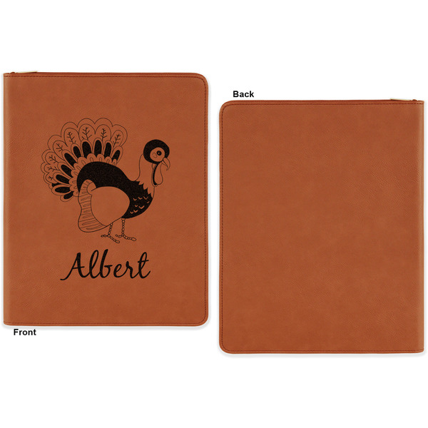 Old Fashioned Thanksgiving Cognac Leatherette Zipper Portfolios with Notepad - Single Sided - Apvl