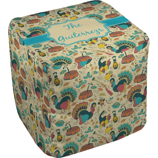 Custom Old Fashioned Thanksgiving Cube Pouf Ottoman (Personalized)
