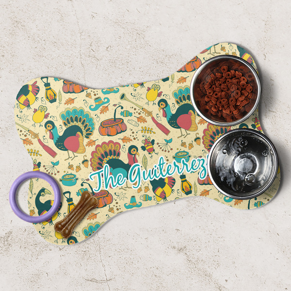Old Fashioned Thanksgiving Dog Bone Shaped Mat Lifestyle