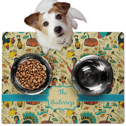 Old Fashioned Thanksgiving Dog Food Mat - Medium w/ Name or Text