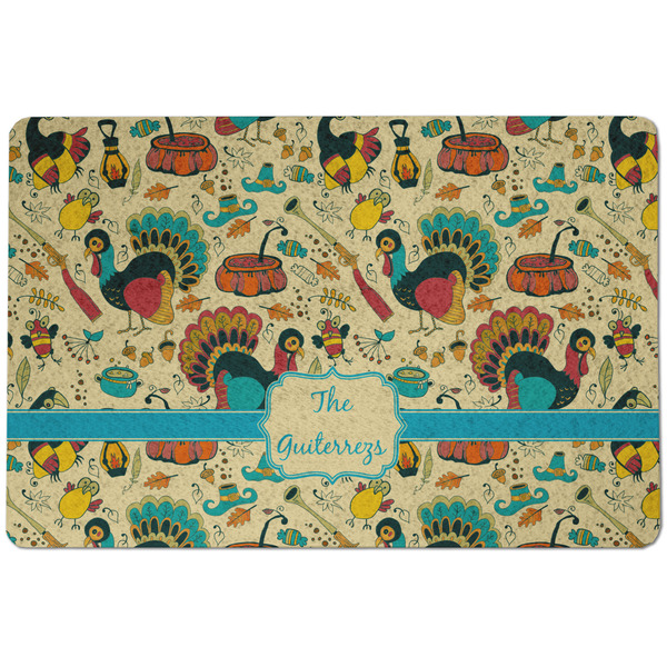 Custom Old Fashioned Thanksgiving Dog Food Mat w/ Name or Text