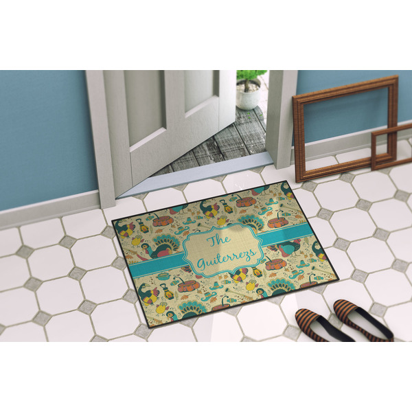 Old Fashioned Thanksgiving Door Mat Lifestyle