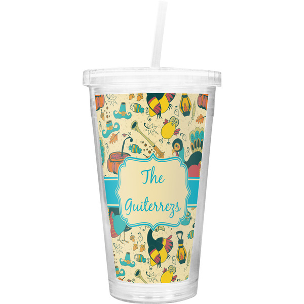 Custom Old Fashioned Thanksgiving Double Wall Tumbler with Straw (Personalized)