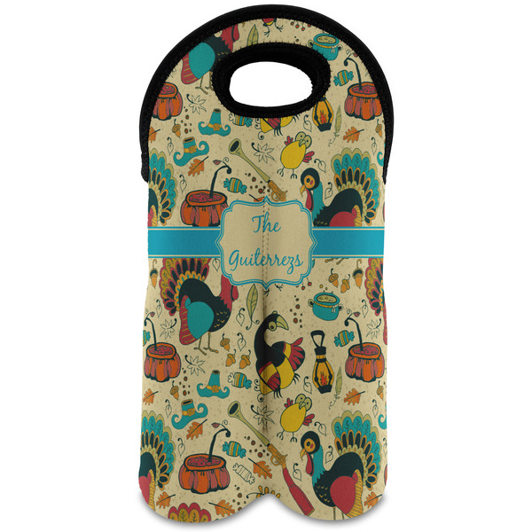 Custom Old Fashioned Thanksgiving Wine Tote Bag (2 Bottles) (Personalized)