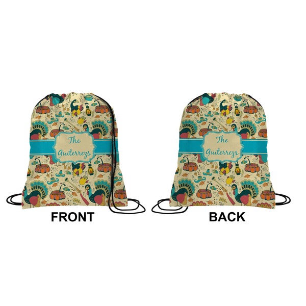 Old Fashioned Thanksgiving Drawstring Backpack Front & Back Medium