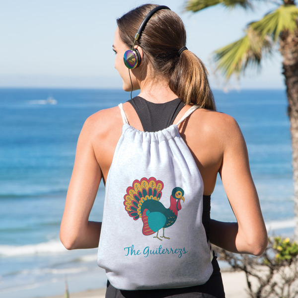 Old Fashioned Thanksgiving Drawstring Backpacks - Sweatshirt Fleece - Double Sided - LIFESTYLE