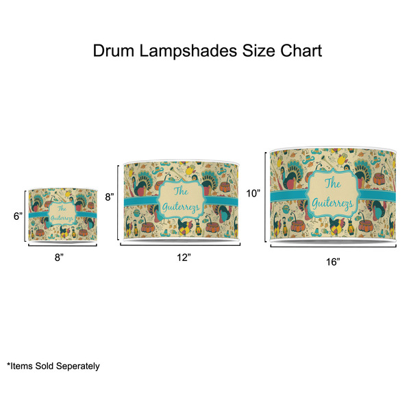 Old Fashioned Thanksgiving Drum Lampshades - Sizing Chart
