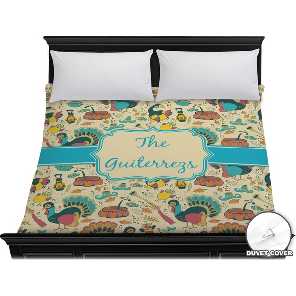 Custom Old Fashioned Thanksgiving Duvet Cover - King (Personalized)