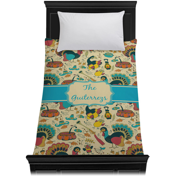 Old Fashioned Thanksgiving Duvet Cover - Twin - On Bed - No Prop