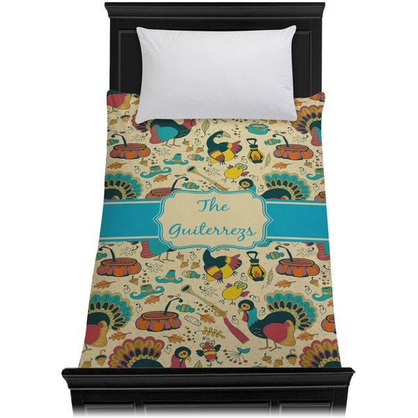 Old Fashioned Thanksgiving Duvet Cover - Twin XL - On Bed - No Prop