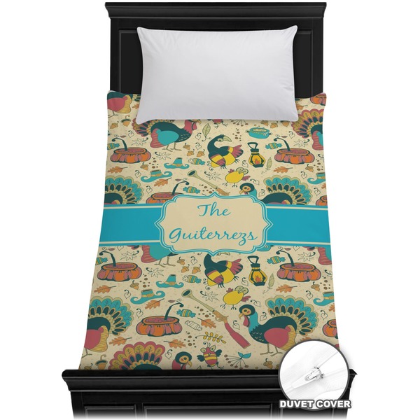 Custom Old Fashioned Thanksgiving Duvet Cover - Twin (Personalized)