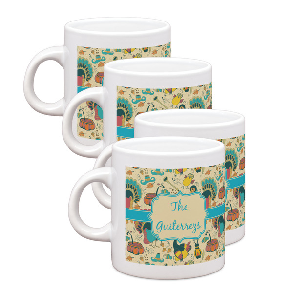 Custom Old Fashioned Thanksgiving Single Shot Espresso Cups - Set of 4 (Personalized)