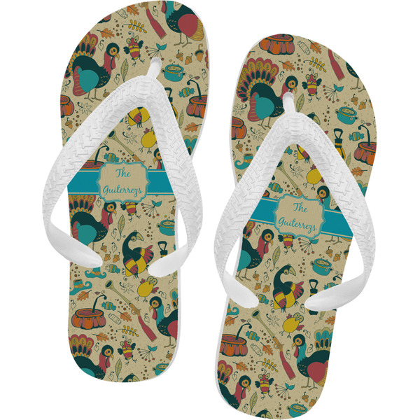 Custom Old Fashioned Thanksgiving Flip Flops - Medium (Personalized)