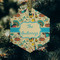 Old Fashioned Thanksgiving Frosted Glass Ornament - Hexagon (Lifestyle)