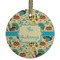 Old Fashioned Thanksgiving Frosted Glass Ornament - Round