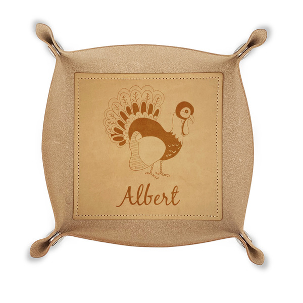 Custom Old Fashioned Thanksgiving Genuine Leather Dice Tray (Personalized)