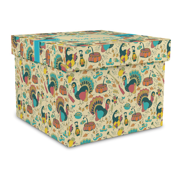 Custom Old Fashioned Thanksgiving Gift Box with Lid - Canvas Wrapped - Large (Personalized)