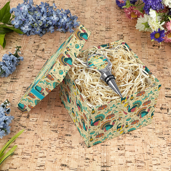 Old Fashioned Thanksgiving Gift Boxes with Lid - Canvas Wrapped - Medium - In Context