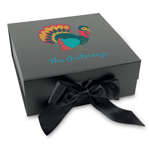 Custom Old Fashioned Thanksgiving Gift Box with Magnetic Lid - Black (Personalized)
